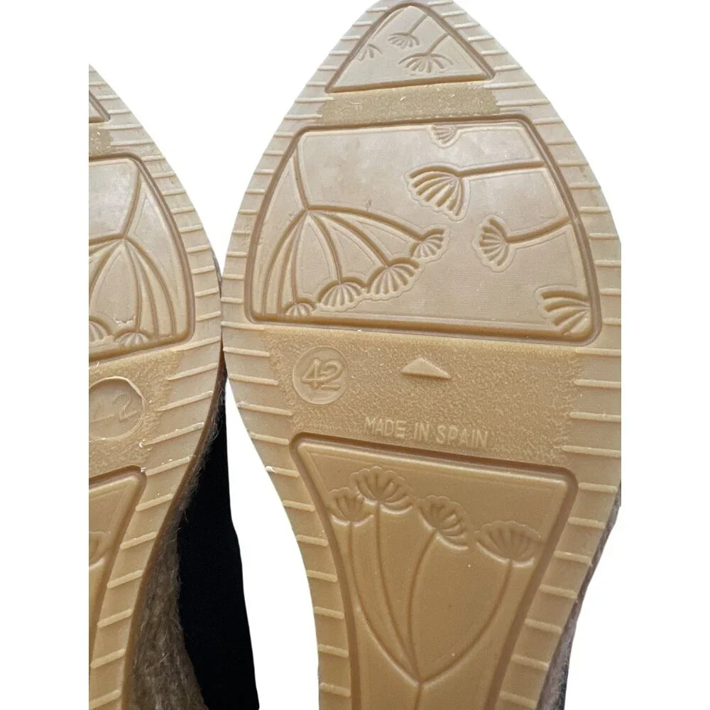 Viscata Black Espadrille Wedges Canvas Upper Pointed Toe Made In Spain Size 11.5